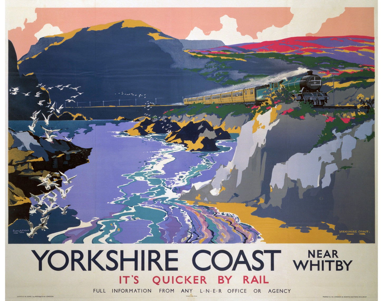 Yorkshire Train Travel Poster Illustration Print Wall Hanging Decor