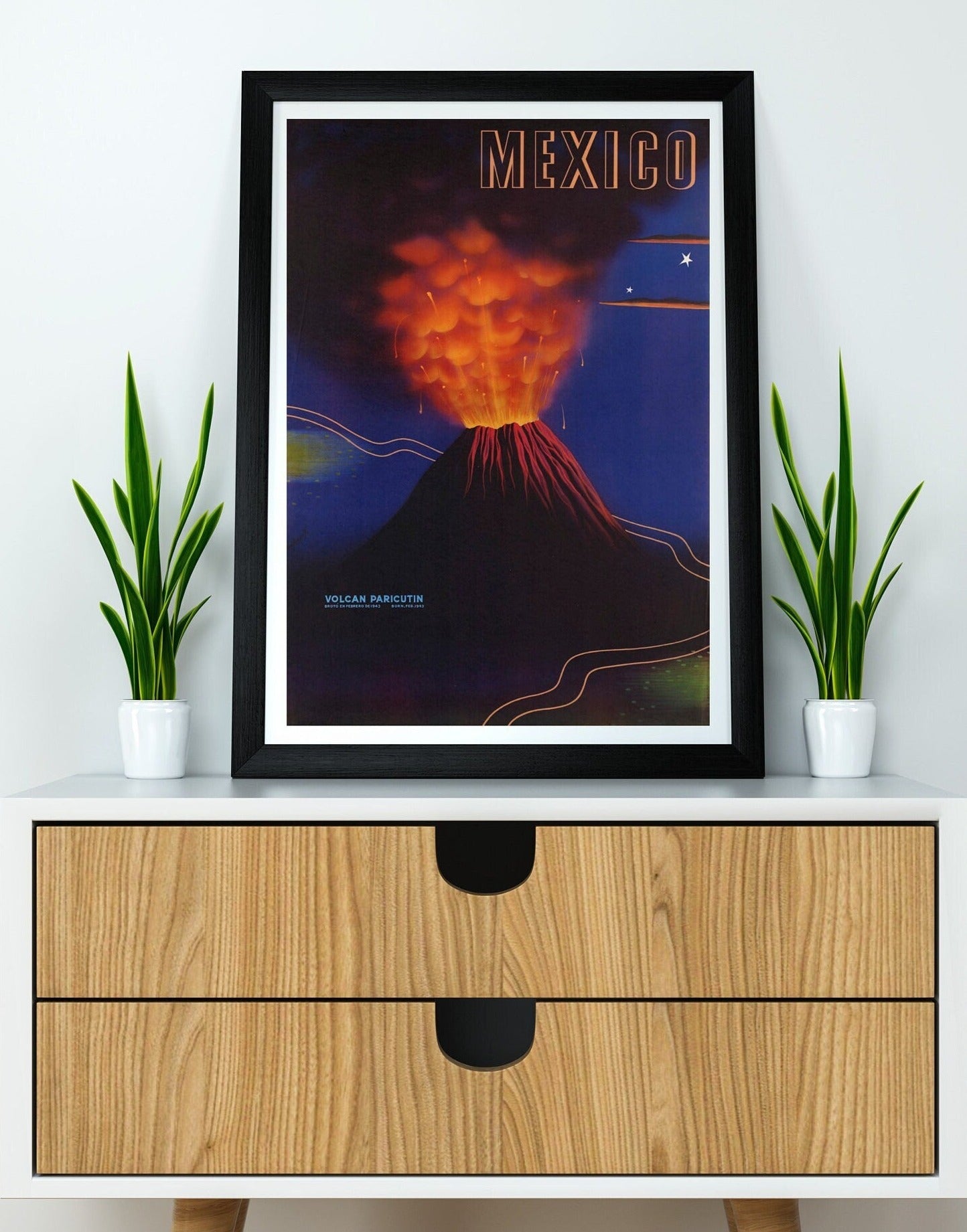 Mexico Volcano Travel Poster Print Wall Hanging Decor