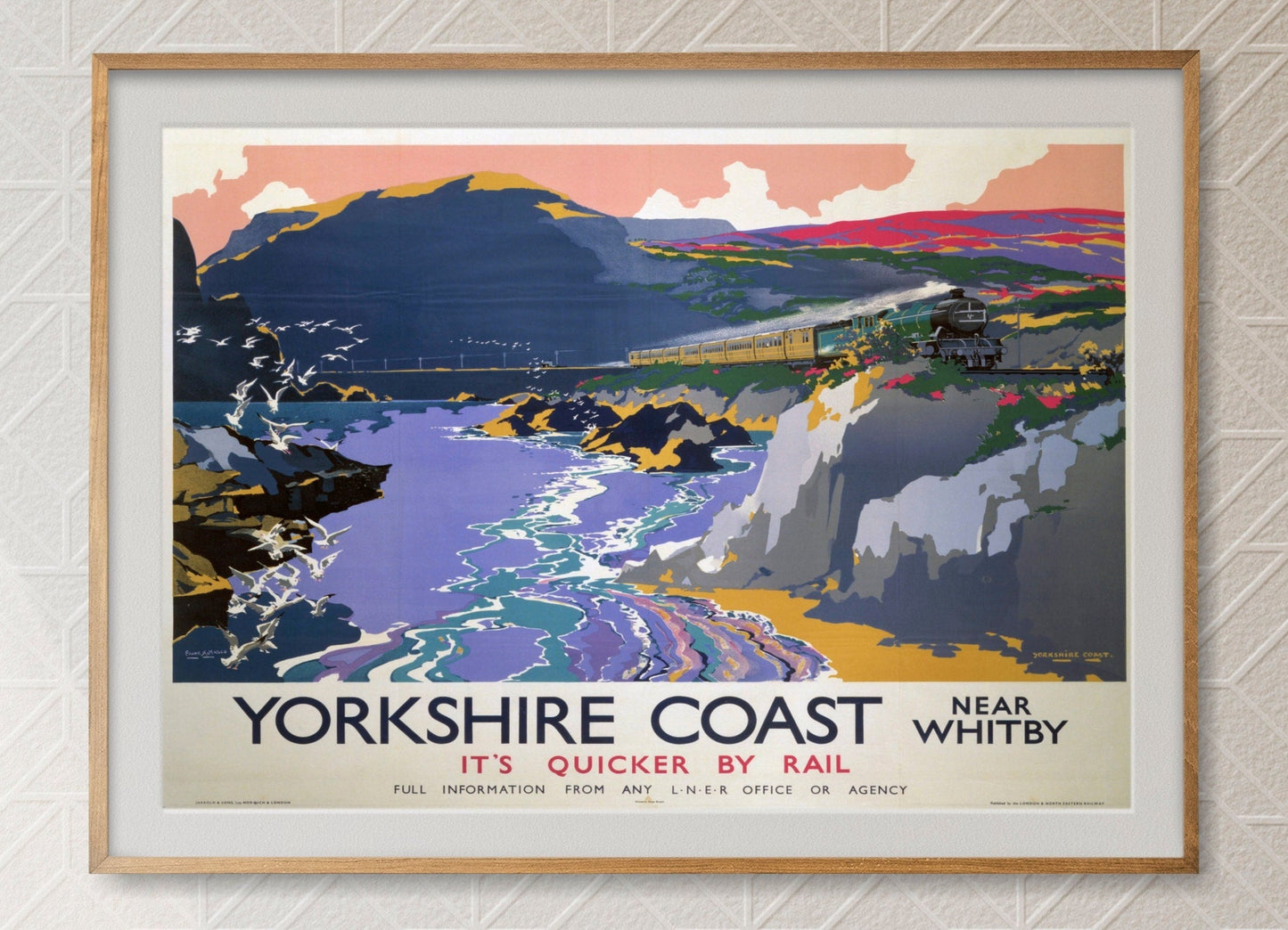 Yorkshire Train Travel Poster Illustration Print Wall Hanging Decor