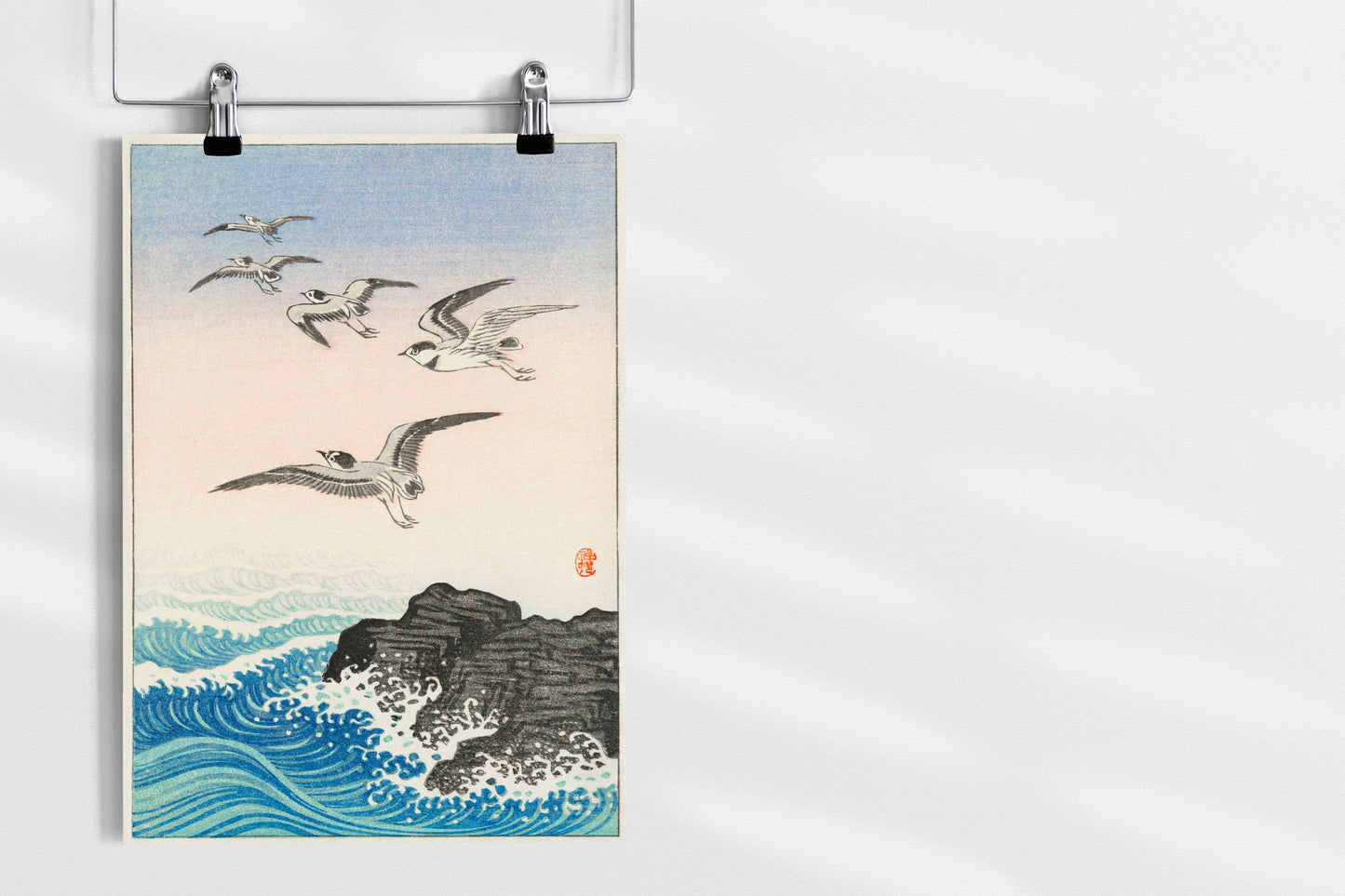 Five seagulls above the sea by Ohara Koson Japanese Art Print Poster Wall Hanging Decor A4 A3 A2