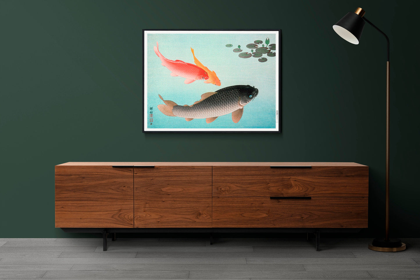 Common and Golden Carp by Ohara Koson Japanese Art Print Poster Wall Hanging Decor A4 A3 A2