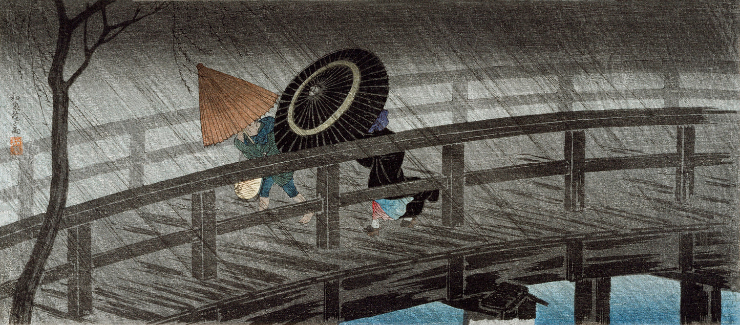 Rain on Izumi Bridge by Hiroaki Takahashi Japanese Art Print Poster Wall Hanging Decor A4 A3 A2