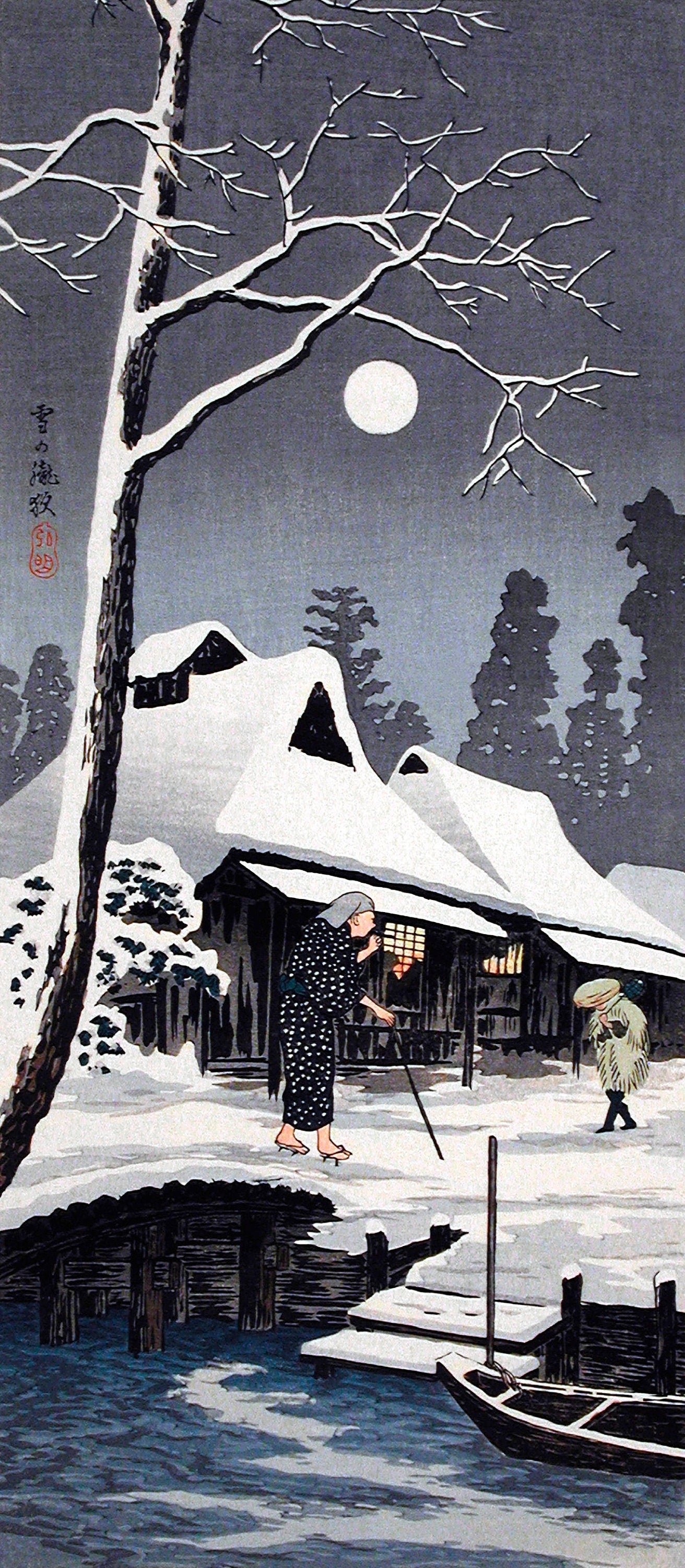 Moonlight on Snow by Hiroaki Takahashi Japanese Art Print Poster Wall Hanging Decor A4 A3 A2