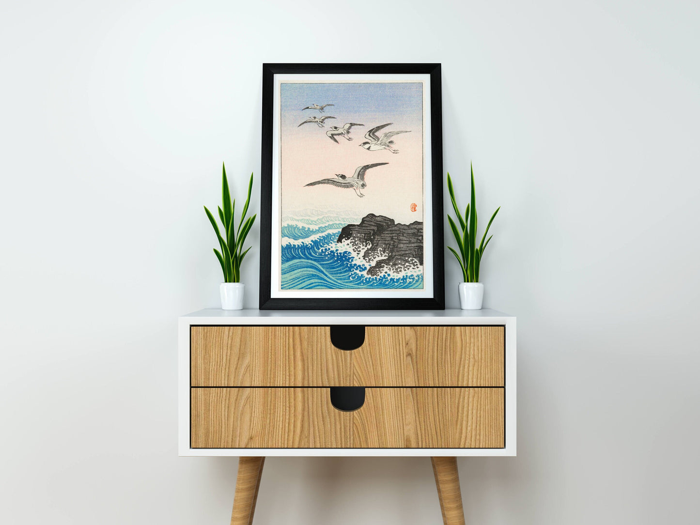 Five seagulls above the sea by Ohara Koson Japanese Art Print Poster Wall Hanging Decor A4 A3 A2