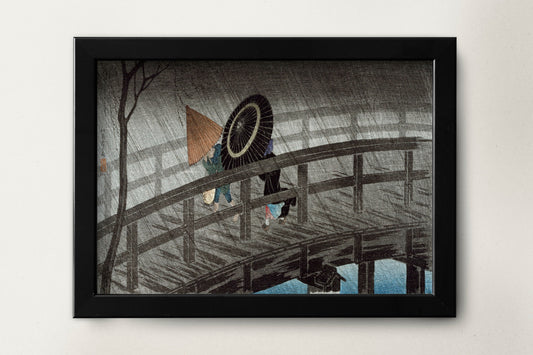 Rain on Izumi Bridge by Hiroaki Takahashi Japanese Art Print Poster Wall Hanging Decor A4 A3 A2