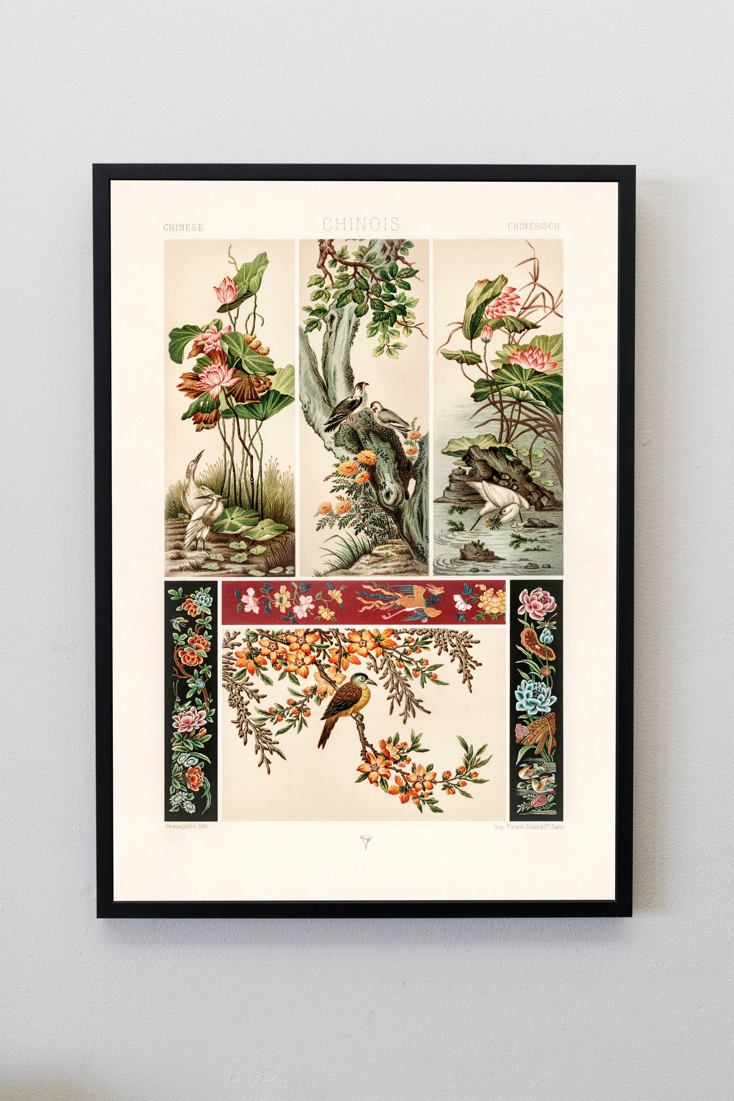 Chinese pattern from L'ornement Polychrome by Albert Racinet Illustration Poster Print Wall Hanging Decor A4 A3 A2