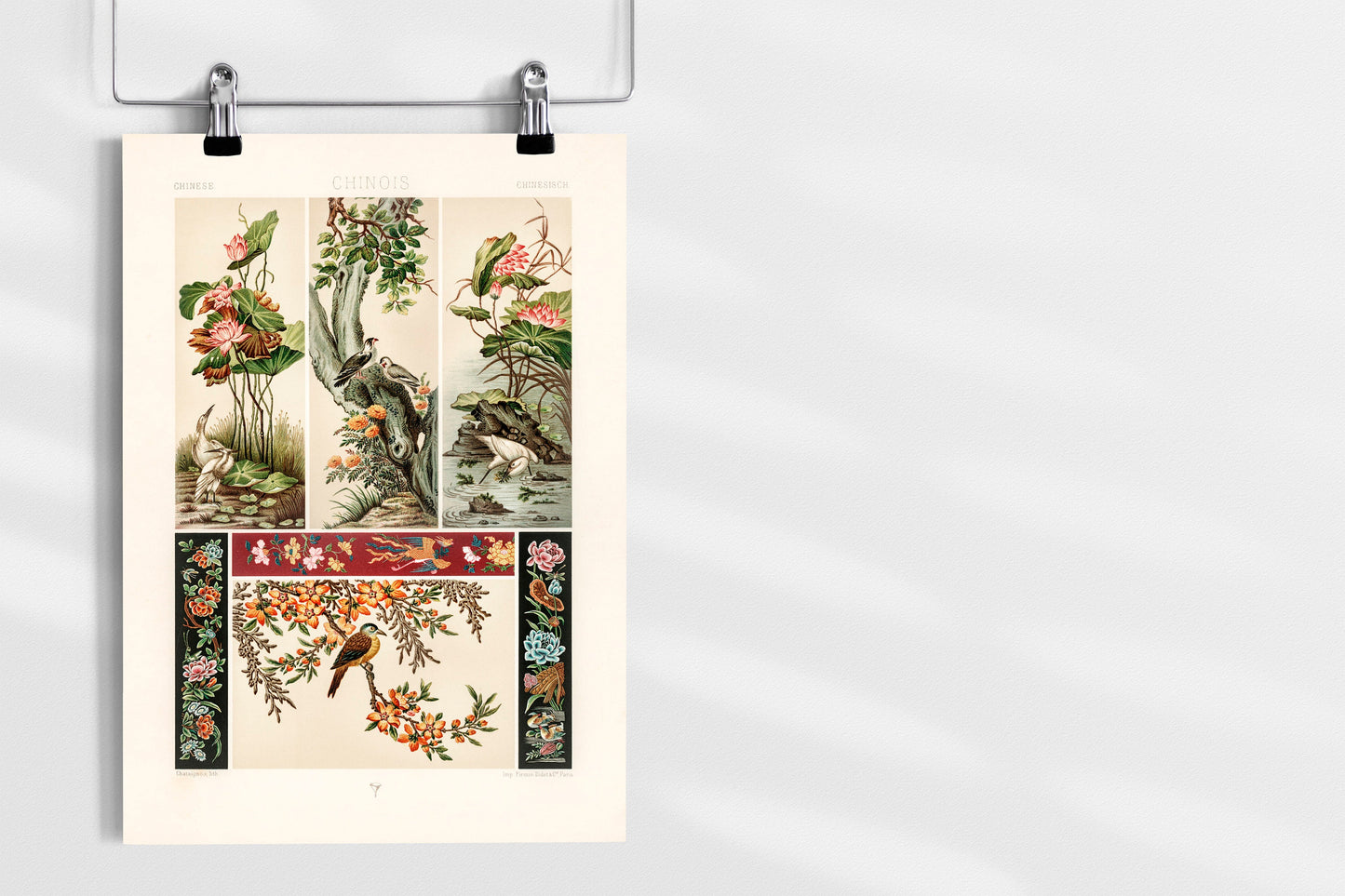 Chinese pattern from L'ornement Polychrome by Albert Racinet Illustration Poster Print Wall Hanging Decor A4 A3 A2