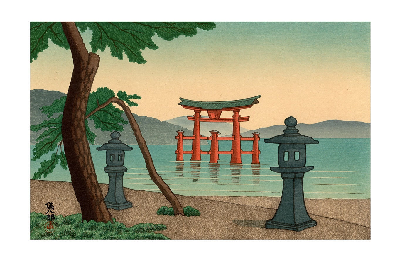 Morning At Miyajima by Okuyama Gihachiro Japanese art Poster Illustration Print Wall Hanging Decor A4 A3 A2