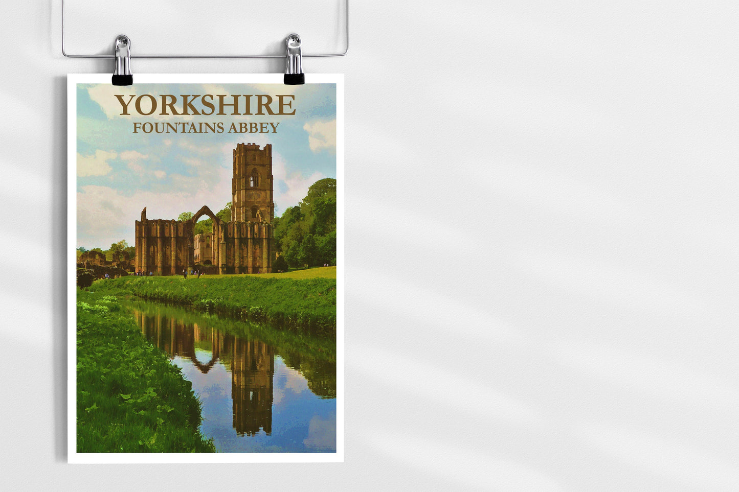 Fountains Abbey in Yorkshire Travel Poster Print Wall Hanging Decor A4 A3 A2