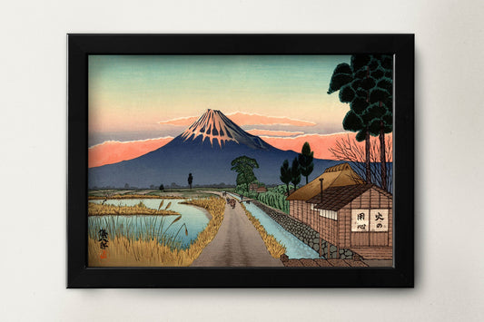 The sunset in Fujicho by Gihachiro Okuyama Japanese Art Poster Illustration Print Wall Hanging Decor A4 A3 A2