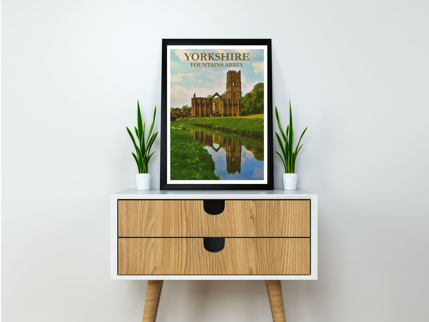 Fountains Abbey in Yorkshire Travel Poster Print Wall Hanging Decor A4 A3 A2