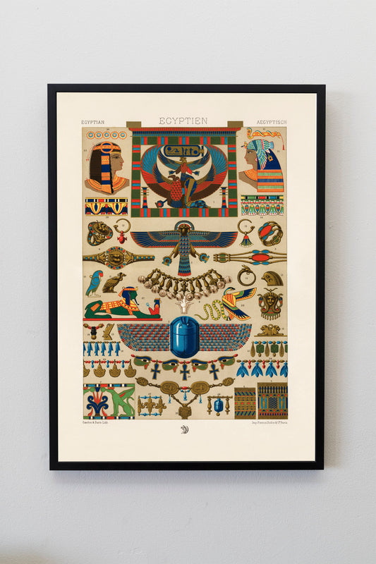 Egyptian pattern from L'ornement Polychrome by Albert Racinet Illustration Poster Print Wall Hanging Decor A4 A3 A2