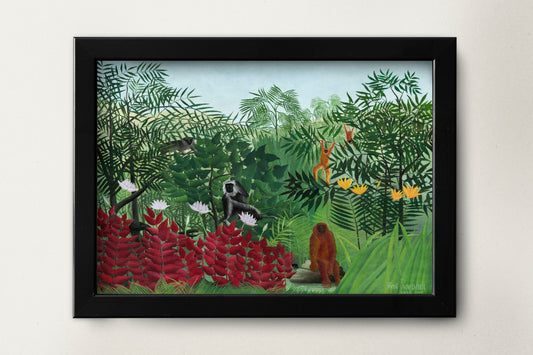 Tropical Forest with Monkeys by Henri Rousseau Poster Illustration Print Wall Hanging Decor A4 A3 A2