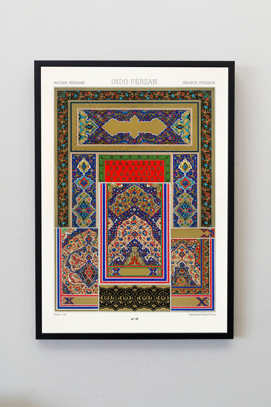 Indo-Persian pattern from L'ornement Polychrome (1888) by Albert Racinet Illustration Poster Print Wall Hanging Decor A4 A3 A2