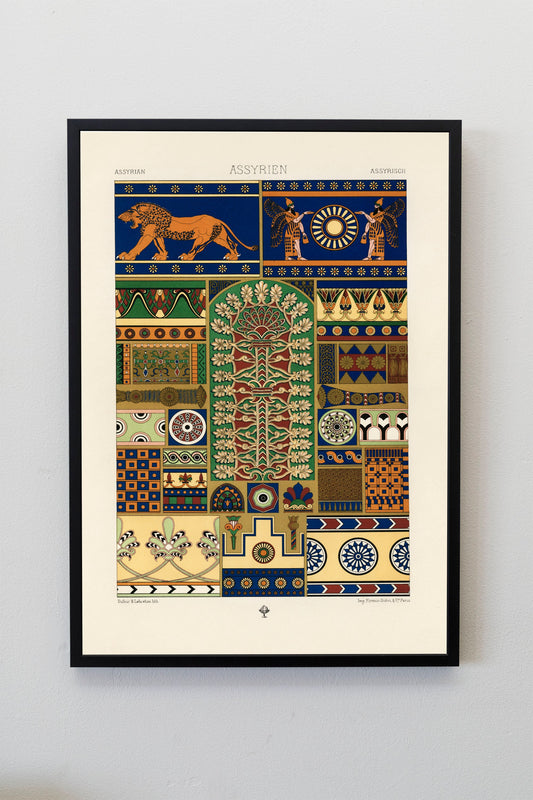 Assyrian pattern from L'ornement Polychrome by Albert Racinet Illustration Poster Print Wall Hanging Decor A4 A3 A2