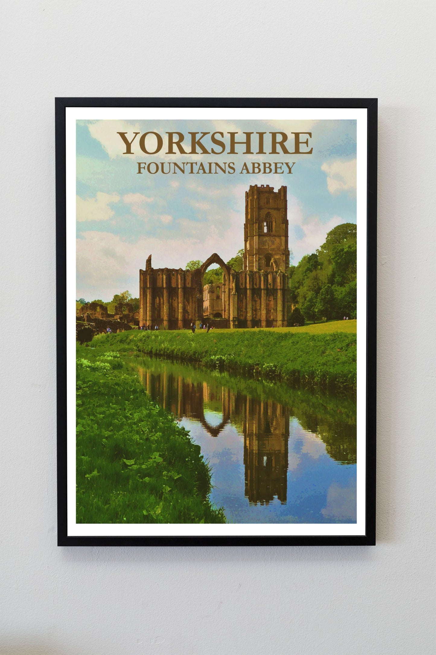 Fountains Abbey in Yorkshire Travel Poster Print Wall Hanging Decor A4 A3 A2