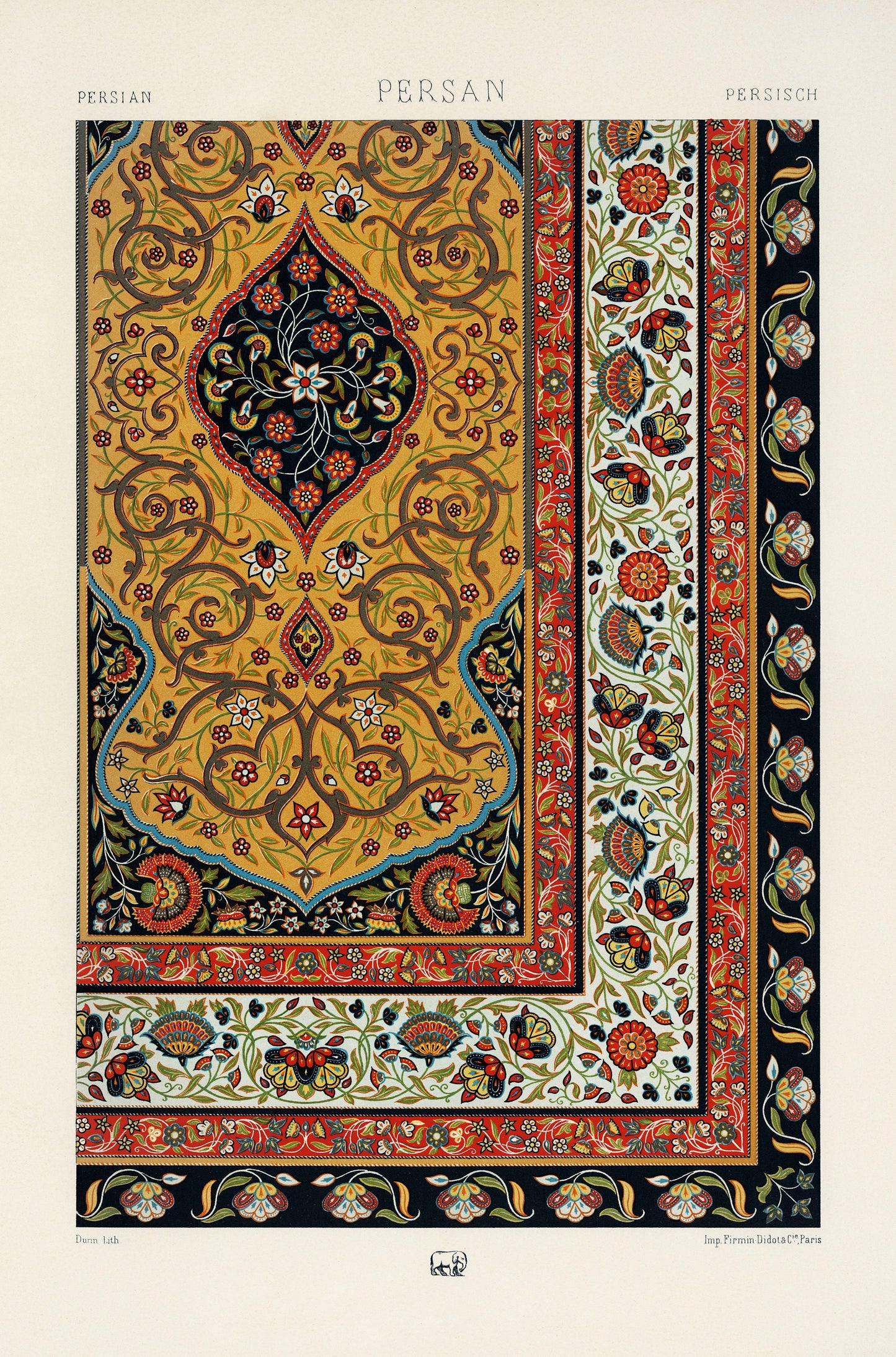 Persian pattern from L'ornement Polychrome by Albert Racinet Illustration Poster Print Wall Hanging Decor A4 A3 A2