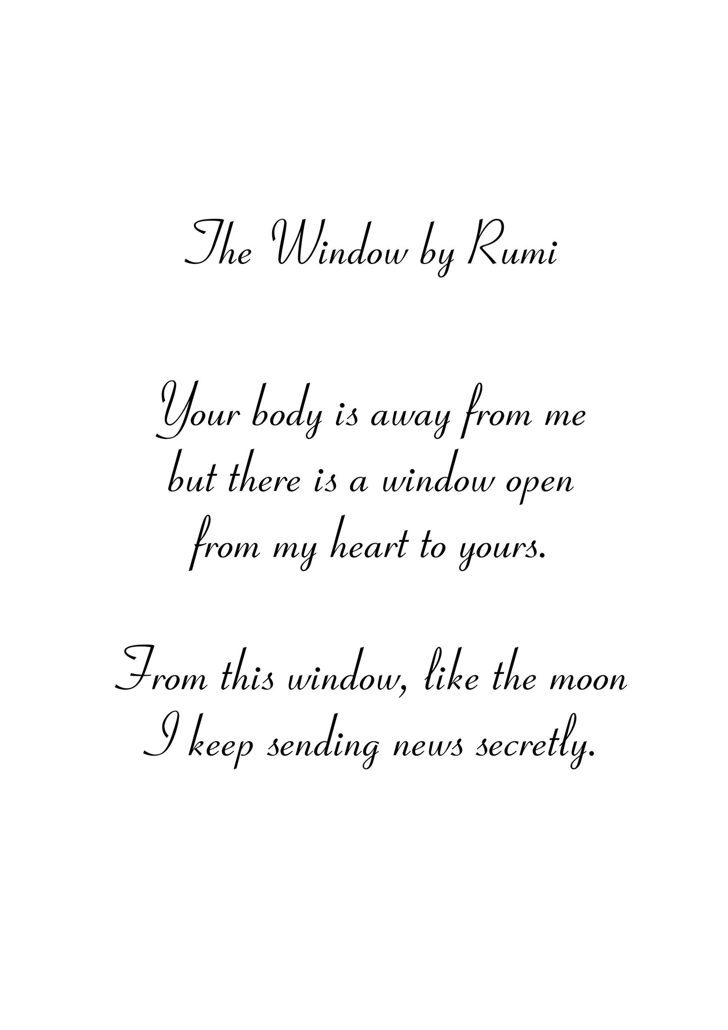 The Window by Rumi | Poem by Rumi | Rumi Quote Wall Art | Grief Quote Wall Decor | Grief Poem Wall Art | Gift for grieving friend | Rumi Art