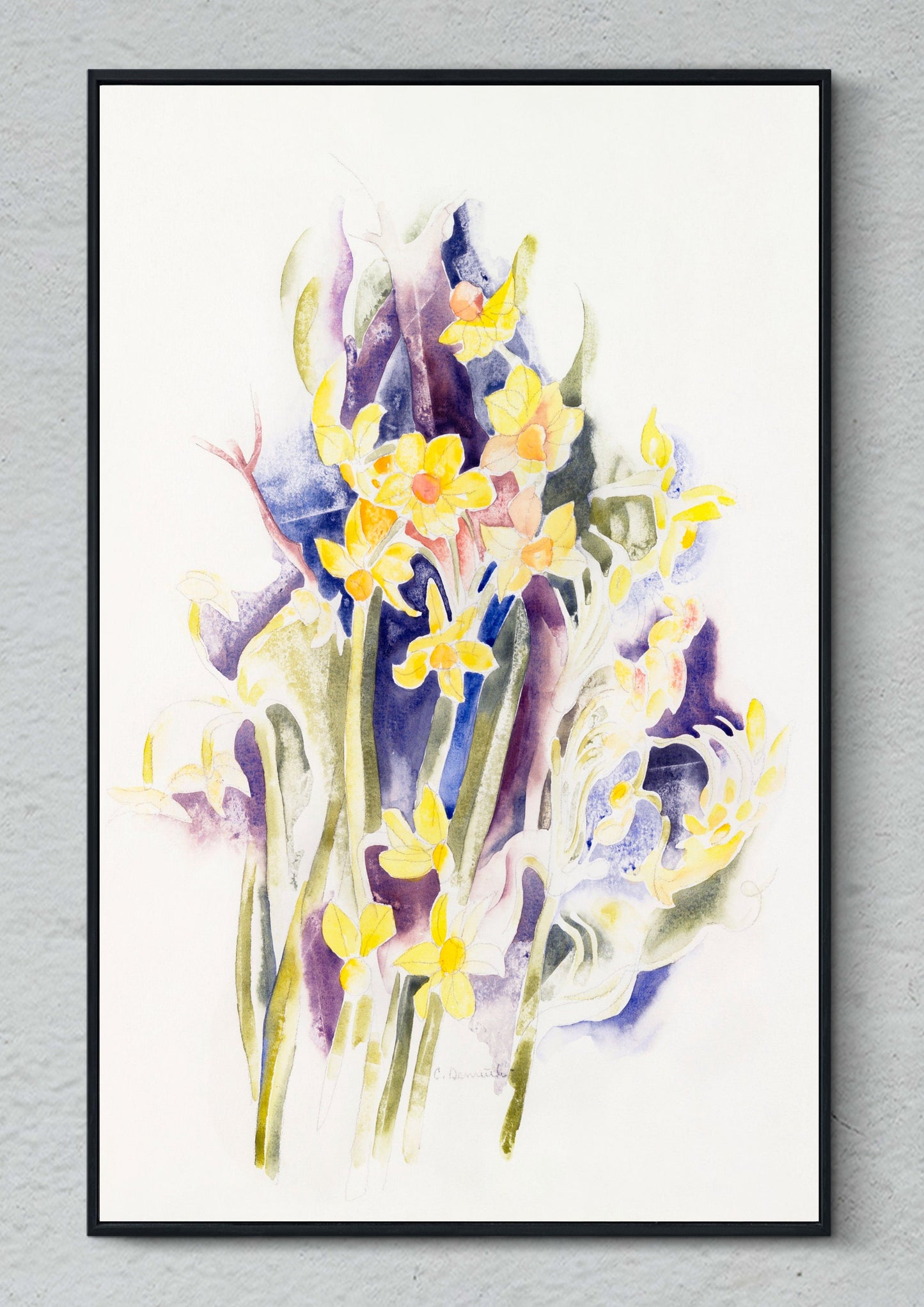 Small Daffodils by Charles Demuth | Charles Demuth Wall Art | Flower Painting Illustration | Flower Wall Art | Kitchen Wall Decor | Flowers