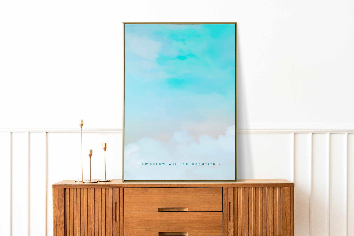 Tomorrow Will Be Beautiful Quote Poster | Bedroom Decor Aesthetic | Inspirational Wall Art | Motivational Poster | Quote Wall Art | Blue Sky