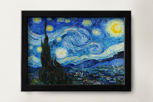 a picture of a painting of a starry night