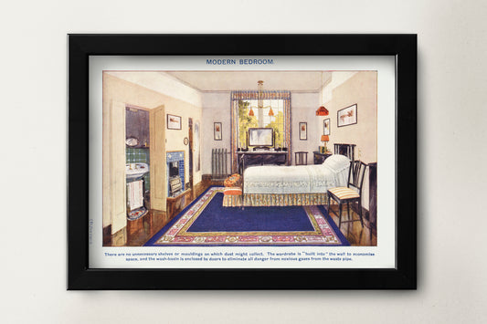 Modern bedroom from Mrs. Beeton's Book of Household Management Illustration Print Poster Wall Hanging Decor