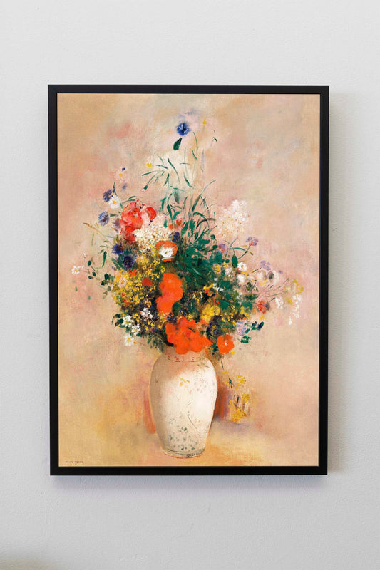 Vase of Flowers (Pink Background) (1906) by Odilon Redon | Flower Wall Art | Pink Wall Art |  Flowers Bouquet Wall Art | Living Room Decor