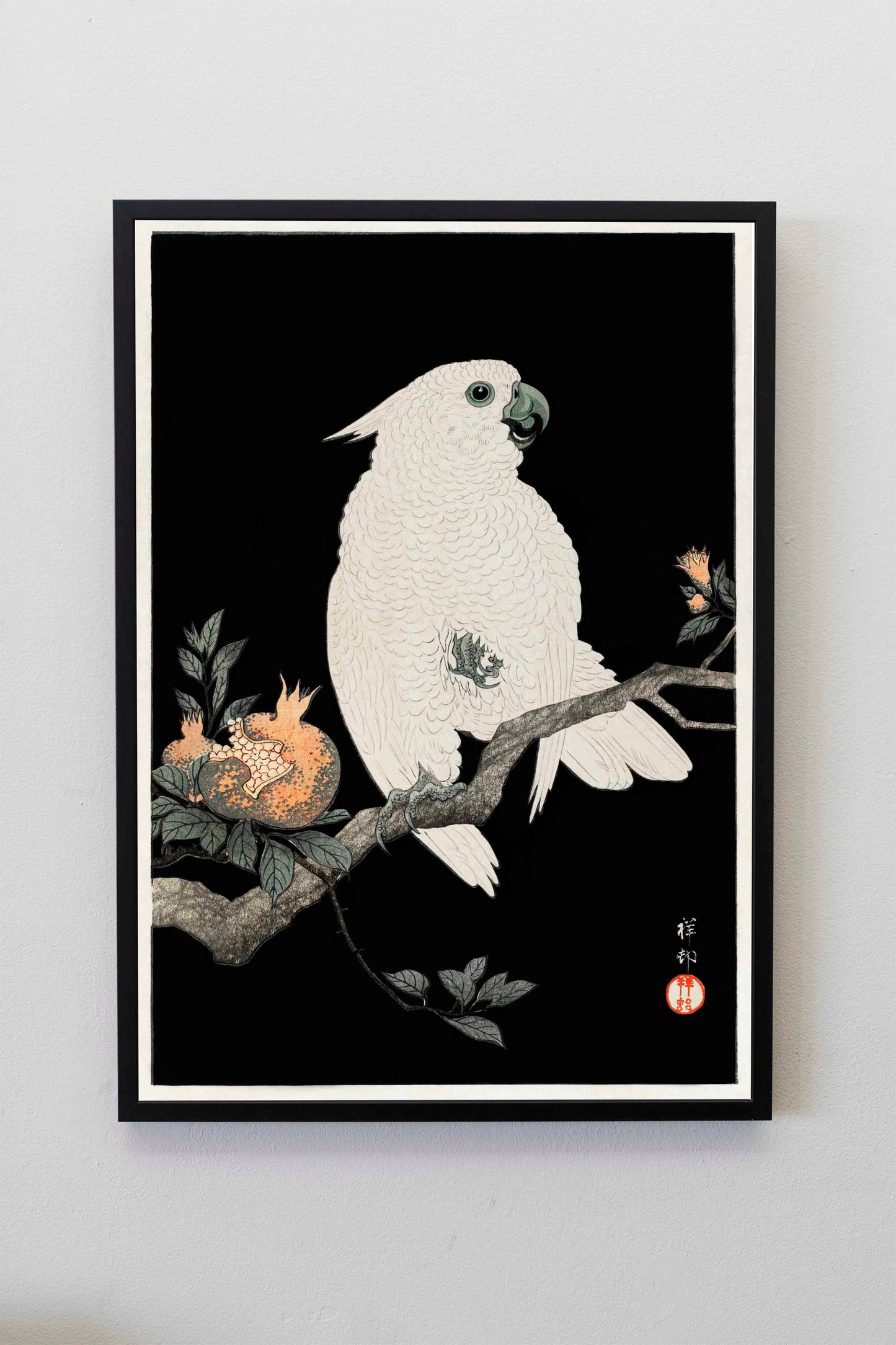 Cockatoo with pomegranate by Ohara Koson Japanese Art Print Poster Wall Hanging Decor A4 A3 A2